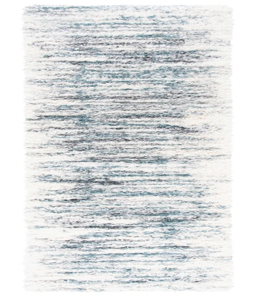 Safavieh Fontana Shag  Ivory / Teal FNT850 2 ft. 3 in. X 12 ft. Runner Rug