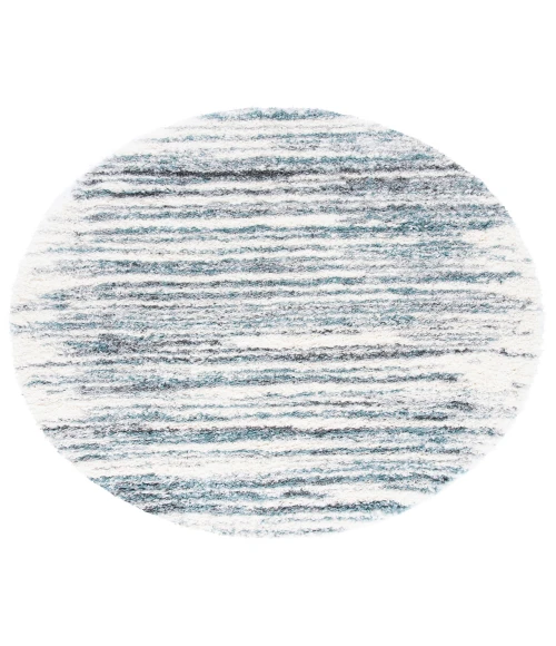 Safavieh Fontana Shag  Ivory / Teal FNT850 8 ft. X 8 ft. Round Rug