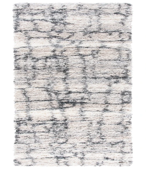 Safavieh Fontana Shag  Ivory / Grey FNT851 2 ft. 3 in. X 12 ft. Runner Rug