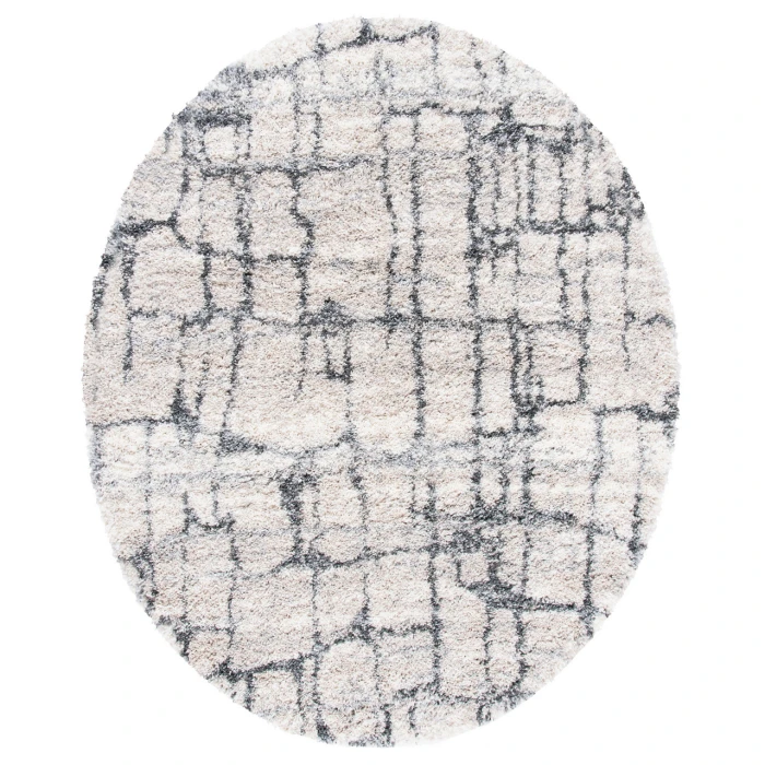 Safavieh Fontana Shag  Ivory / Grey FNT851 3 ft. X 3 ft. Round Rug