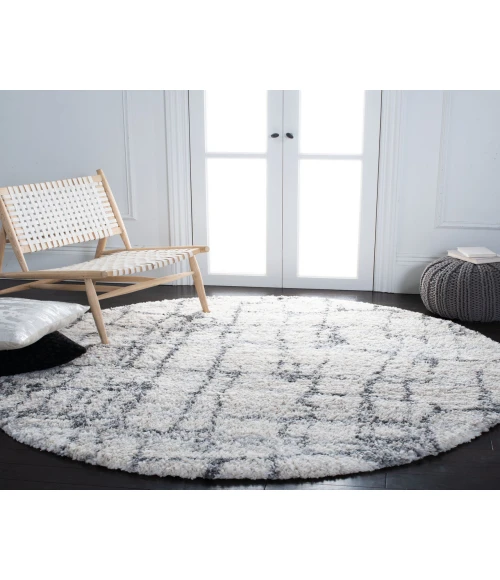 Safavieh Fontana Shag  Ivory / Grey FNT851 8 ft. X 8 ft. Round Rug
