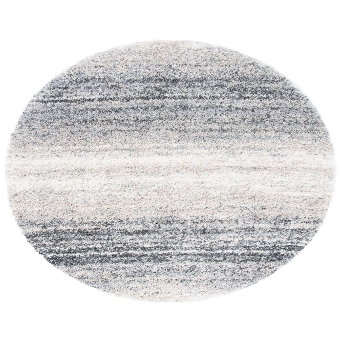 Safavieh Fontana Shag  Ivory / Grey FNT852 5 ft. 3 in. X 5 ft. 3 in. Round Rug