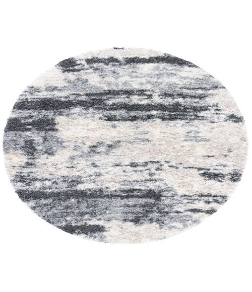 Safavieh Fontana Shag  Grey / Ivory FNT853 3 ft. X 3 ft. Round Rug