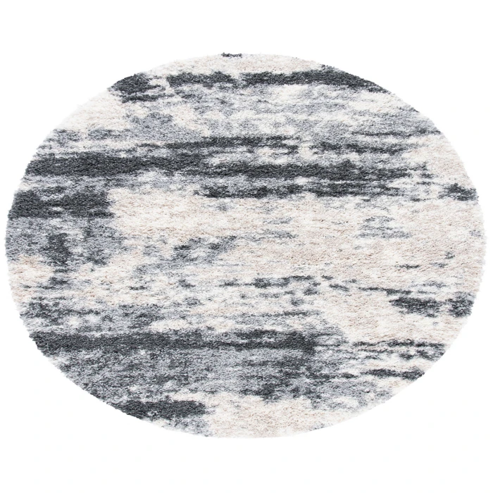 Safavieh Fontana Shag  Grey / Ivory FNT853 5 ft. 3 in. X 5 ft. 3 in. Round Rug