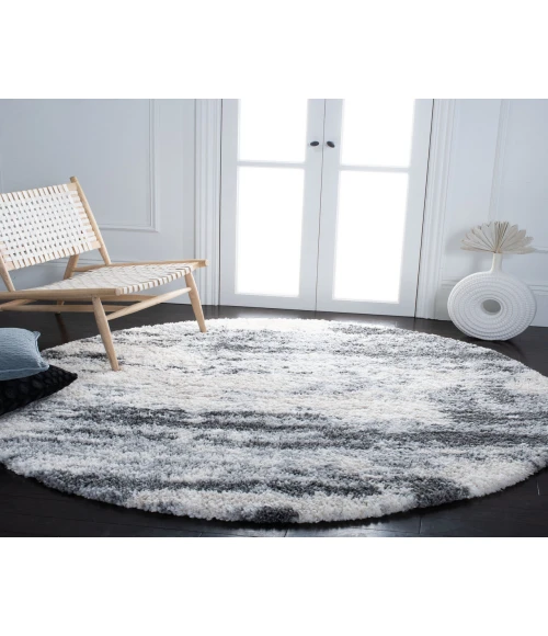 Safavieh Fontana Shag  Grey / Ivory FNT853 10 ft. X 10 ft. Round Rug