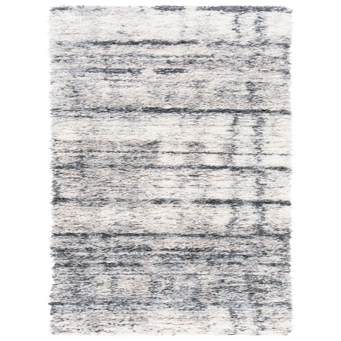 Safavieh Fontana Shag  Ivory / Grey FNT855 2 ft. 3 in. X 10 ft. Runner Rug