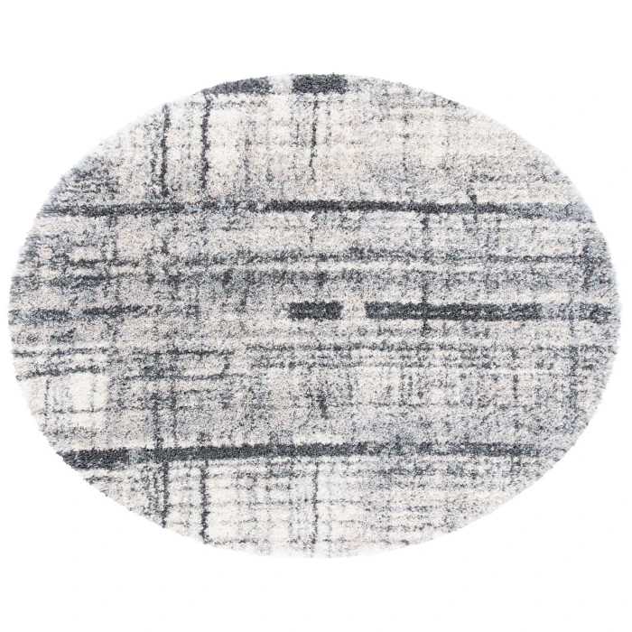 Safavieh Fontana Shag  Ivory / Grey FNT855 6 ft. 7 in. X 6 ft. 7 in. Round Rug