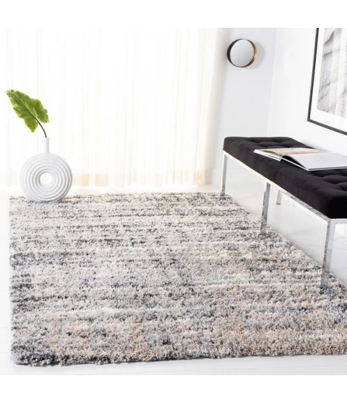 Safavieh Fontana Shag  Grey / Ivory FNT856 5 ft. 3 in. X 7 ft. 6 in. Rectangle Rug
