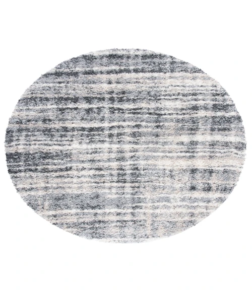 Safavieh Fontana Shag  Grey / Ivory FNT856 8 ft. X 8 ft. Round Rug