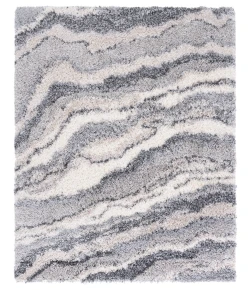 Safavieh Fontana Shag  Grey / Ivory FNT865 6 ft. 7 in. X 6 ft. 7 in. Square Rug