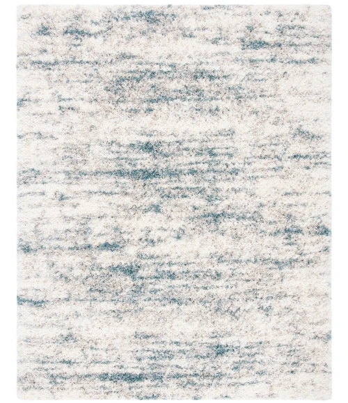 Safavieh Fontana Shag  Ivory / Teal FNT873 8 ft. X 10 ft. Rectangle Rug