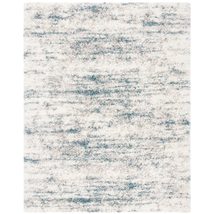 Safavieh Fontana Shag  Ivory / Teal FNT873 5 ft. 3 in. X 7 ft. 6 in. Rectangle Rug