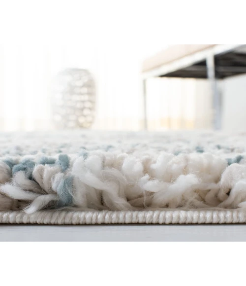 Safavieh Fontana Shag  Ivory / Teal FNT873 8 ft. X 10 ft. Rectangle Rug