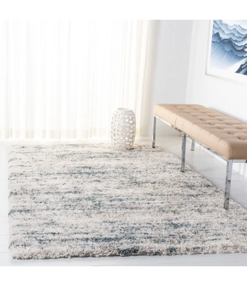 Safavieh Fontana Shag  Ivory / Teal FNT873 8 ft. X 10 ft. Rectangle Rug