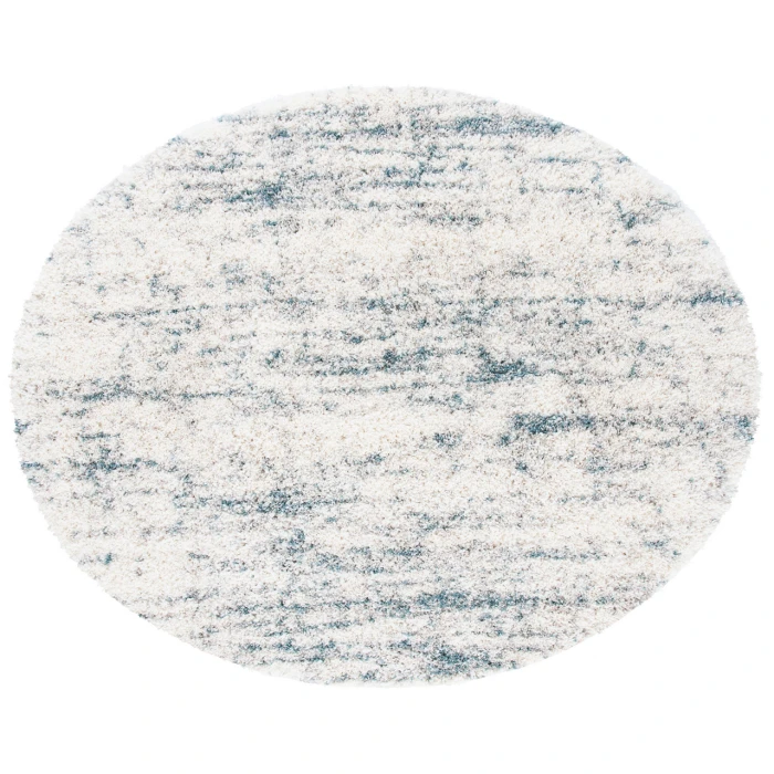 Safavieh Fontana Shag  Ivory / Teal FNT873 6 ft. 7 in. X 6 ft. 7 in. Round Rug