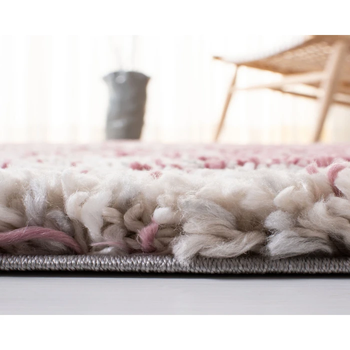 Safavieh Fontana Shag  Pink / Grey FNT875 6 ft. 7 in. X 6 ft. 7 in. Square Rug