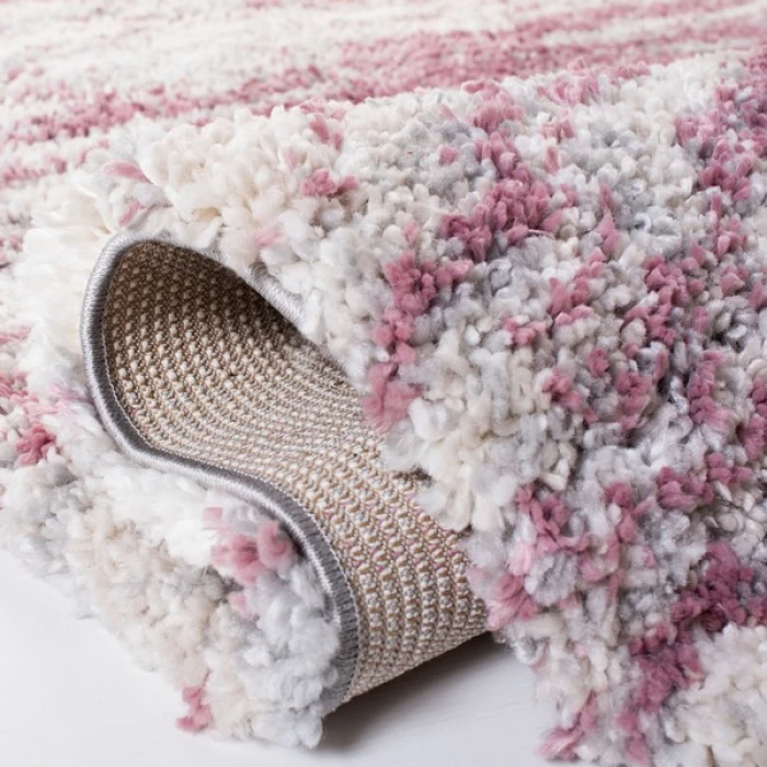 Safavieh Fontana Shag  Pink / Grey FNT875 6 ft. 7 in. X 6 ft. 7 in. Square Rug