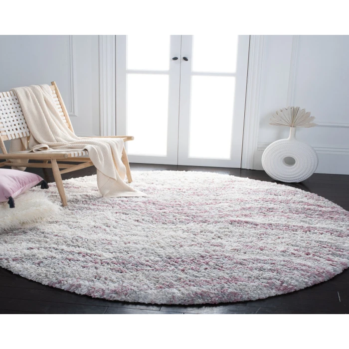 Safavieh Fontana Shag  Pink / Grey FNT875 5 ft. 3 in. X 5 ft. 3 in. Round Rug