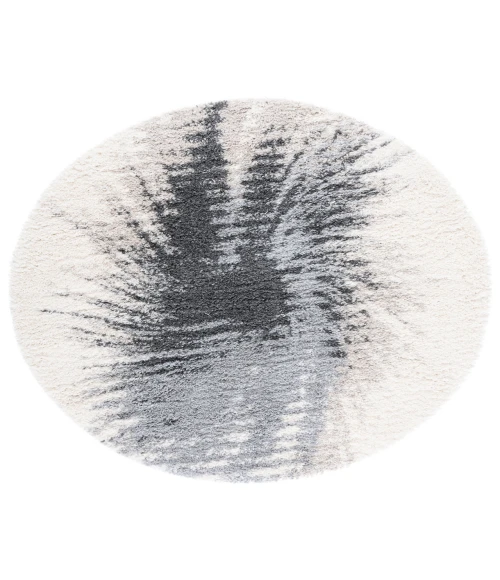 Safavieh Fontana Shag  Grey / Ivory FNT894 8 ft. X 8 ft. Round Rug