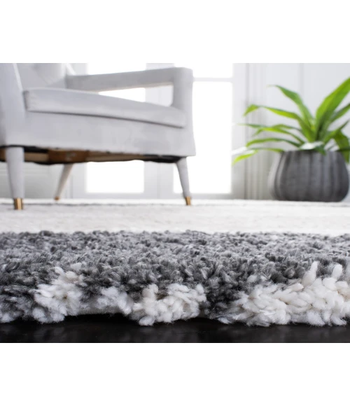 Safavieh Fontana Shag  Grey / Ivory FNT898 8 ft. X 8 ft. Round Rug