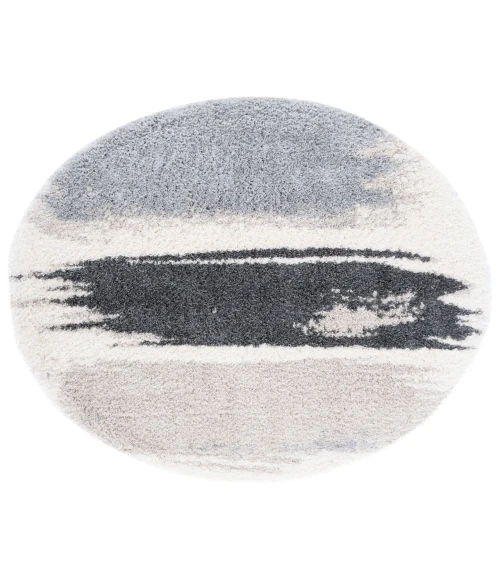 Safavieh Fontana Shag  Grey / Ivory FNT898 8 ft. X 8 ft. Round Rug