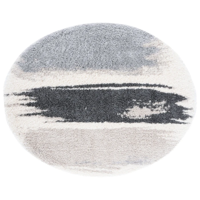 Safavieh Fontana Shag  Grey / Ivory FNT898 8 ft. X 8 ft. Round Rug