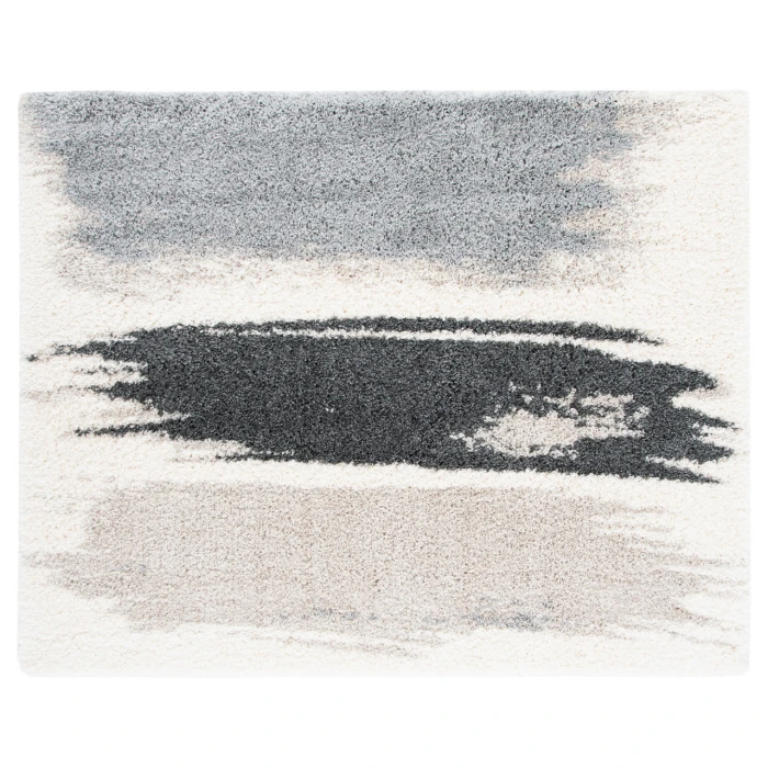 Safavieh Fontana Shag  Grey / Ivory FNT898 5 ft. 3 in. X 5 ft. 3 in. Square Rug