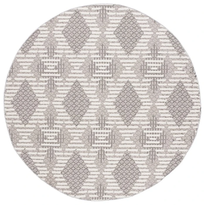 Safavieh Global Grey / Ivory GLB420 6 ft. 7 in. X 6 ft. 7 in. Round Rug