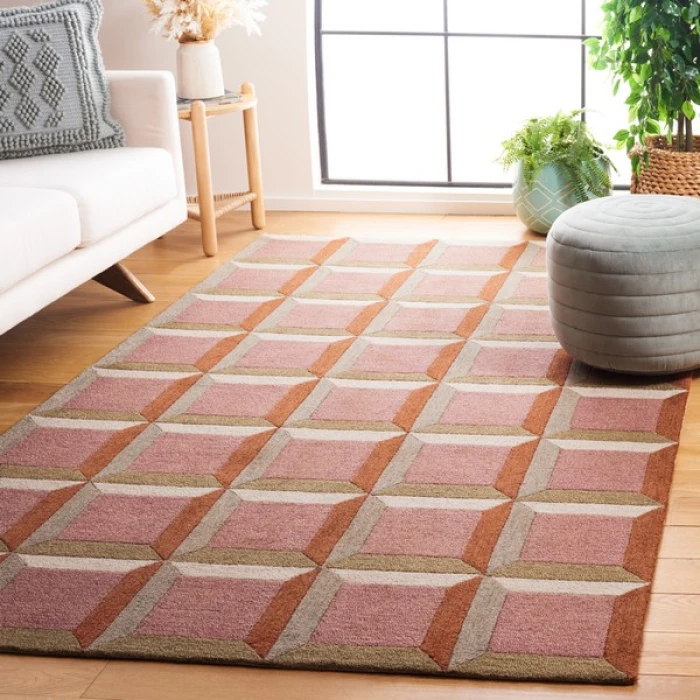 Safavieh Genre Pink / Beige GRE101 4 ft. X 6 ft. Rectangle Rug