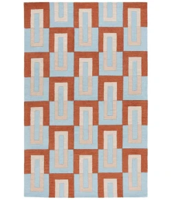 Safavieh Genre Light Blue / Rust GRE102 8 ft. X 10 ft. Rectangle Rug