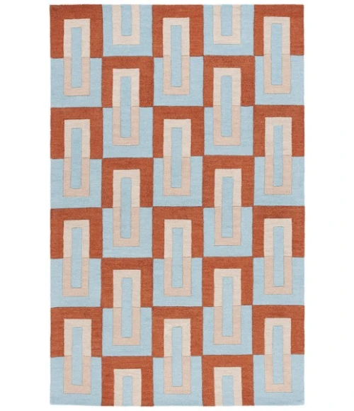 Safavieh Genre Light Blue / Rust GRE102 5 ft. X 8 ft. Rectangle Rug
