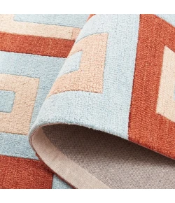 Safavieh Genre Light Blue / Rust GRE102 6 ft. X 6 ft. Square Rug