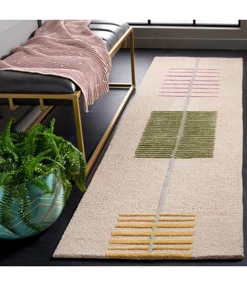Safavieh Genre Beige / Green GRE204 2 ft. 3 in. X 8 ft. Runner Rug