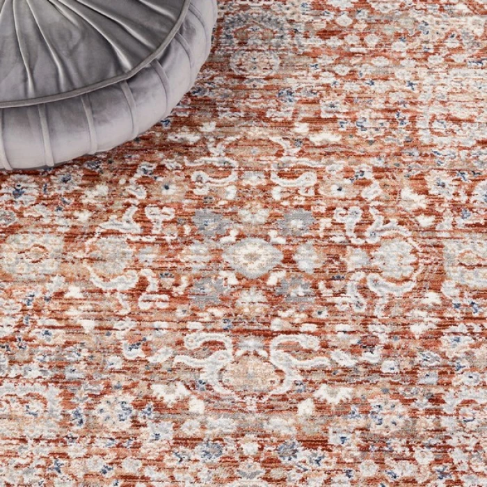 Safavieh Harlow Rust / Ivory Grey HAR163 6 ft. 3 in. X 6 ft. 3 in. Round Rug
