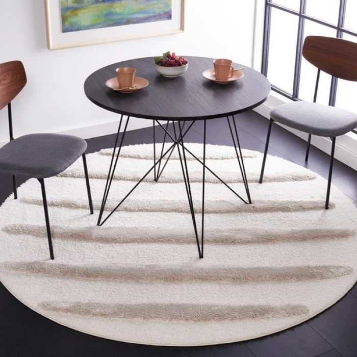 Safavieh Hi-Lo Shag Beige HLS202 6 ft. 7 in. X 6 ft. 7 in. Round Rug