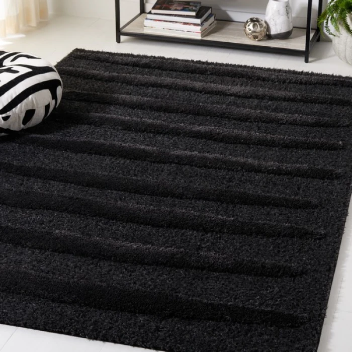 Safavieh Hi-Lo Shag Charcoal HLS202 8 ft. X 10 ft. Rectangle Rug