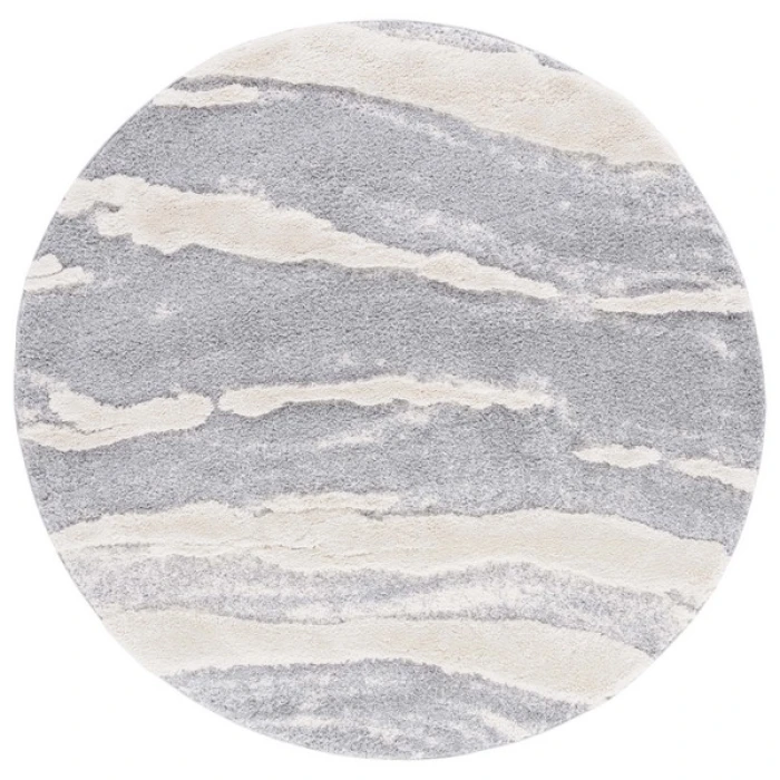 Safavieh Hi-Lo Shag Grey / Light Beige HLS204 6 ft. 7 in. X 6 ft. 7 in. Round Rug