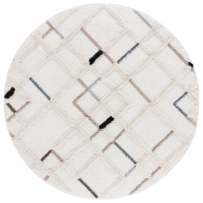 Safavieh Hi-Lo Shag Light Beige / Beige HLS210 6 ft. 7 in. X 6 ft. 7 in. Round Rug