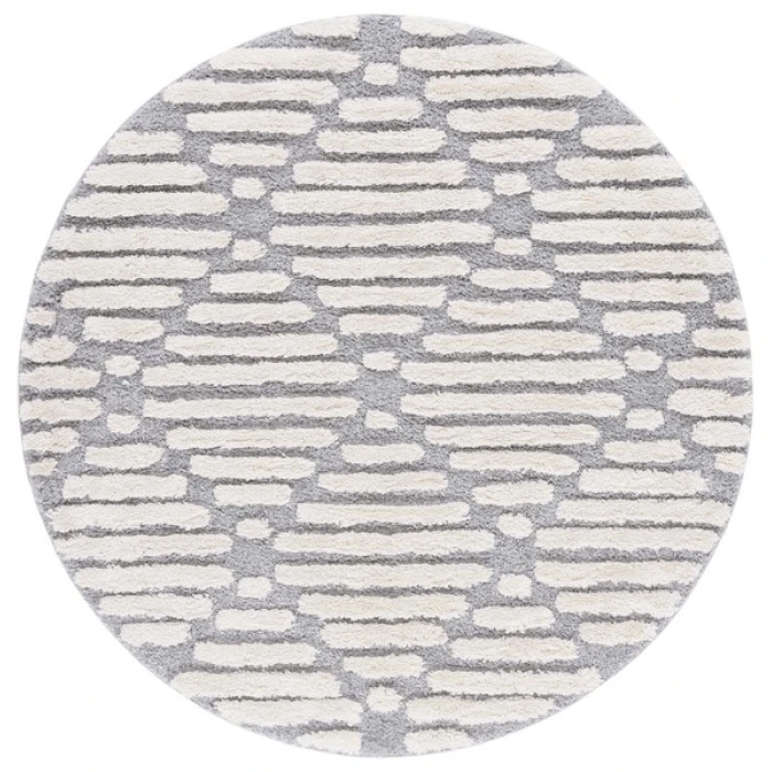 Safavieh Hi-Lo Shag Grey / Beige HLS212 6 ft. 7 in. X 6 ft. 7 in. Round Rug