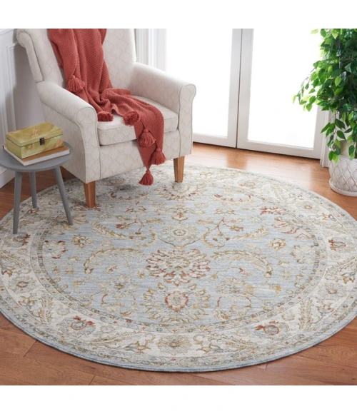 Safavieh Hamilton Blue / Gold HLT108 6 ft. 7 in. X 6 ft. 7 in. Round Rug