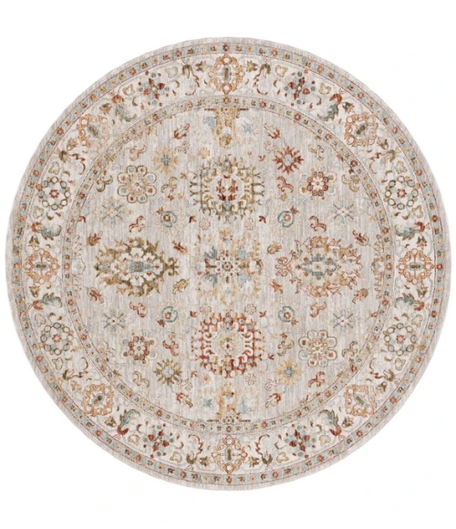 Safavieh Hamilton Grey / Rust HLT112 6 ft. 7 in. X 6 ft. 7 in. Round Rug