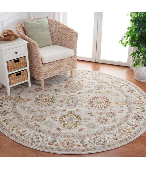 Safavieh Hamilton Grey / Rust HLT112 6 ft. 7 in. X 6 ft. 7 in. Round Rug