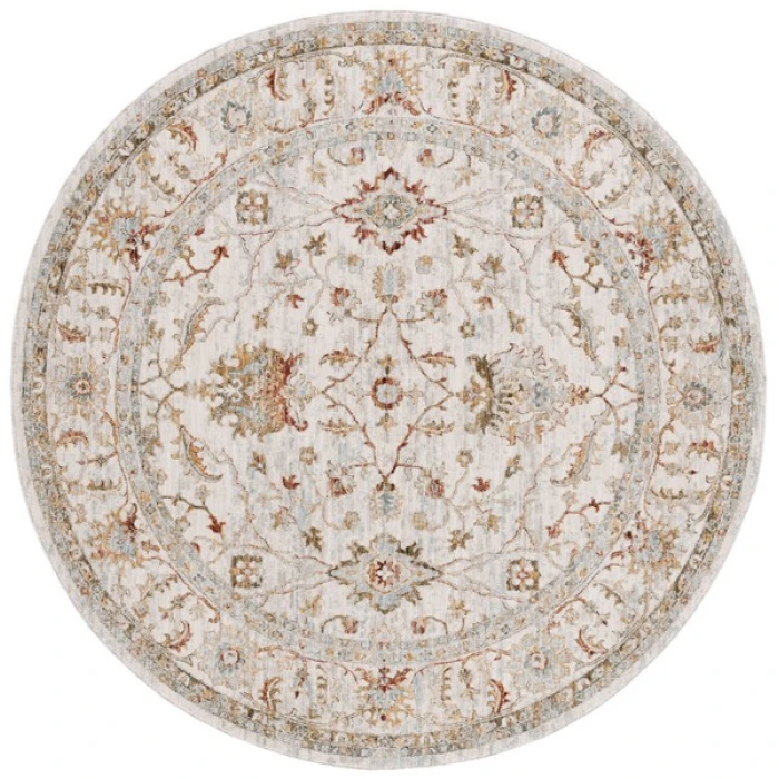 Safavieh Hamilton Ivory / Rust HLT114 6 ft. 7 in. X 6 ft. 7 in. Round Rug