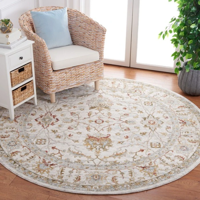Safavieh Hamilton Ivory / Rust HLT114 6 ft. 7 in. X 6 ft. 7 in. Round Rug