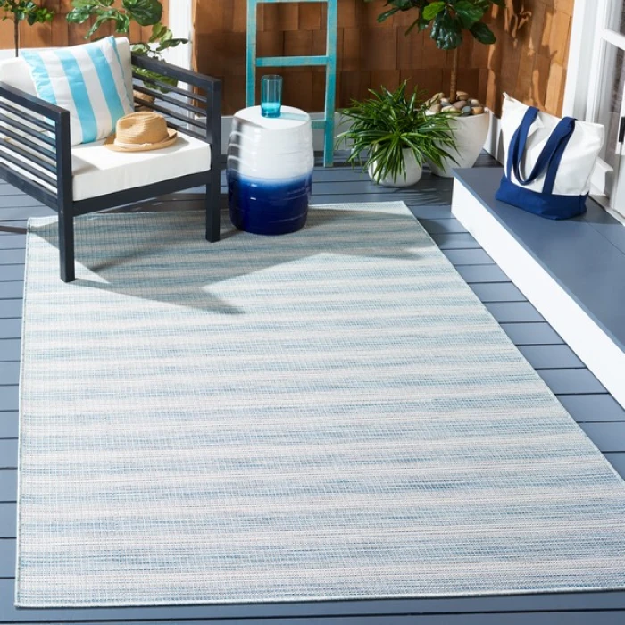 Safavieh Hampton Aqua Ivory / Multi HTN231 5 ft. 1 in. X 7 ft. 6 in. Rectangle Rug
