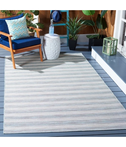Safavieh Hampton Aqua / Ivory HTN231 5 ft. 1 in. X 7 ft. 6 in. Rectangle Rug