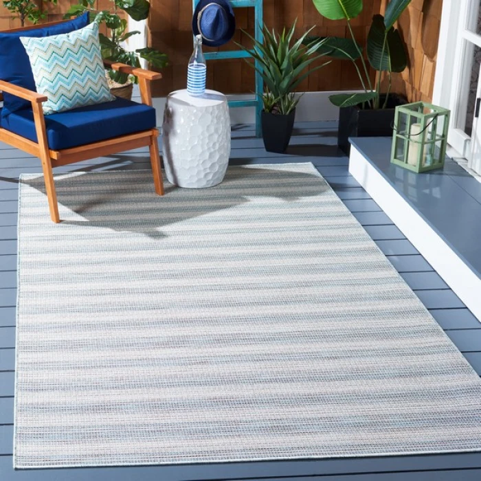 Safavieh Hampton Aqua / Ivory HTN231 4 ft. X 6 ft. Rectangle Rug