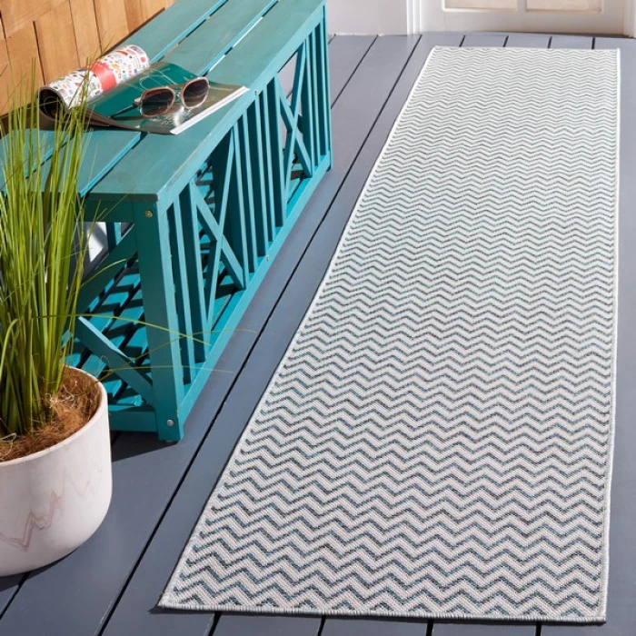 Safavieh Hampton Beige / Aqua HTN237 2 ft. X 9 ft. Runner Rug