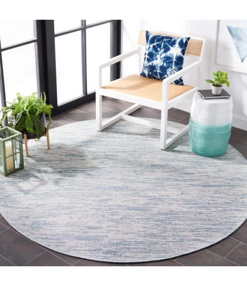 Safavieh Hampton Aqua HTN238 6 ft. 5 in. X 6 ft. 5 in. Round Rug