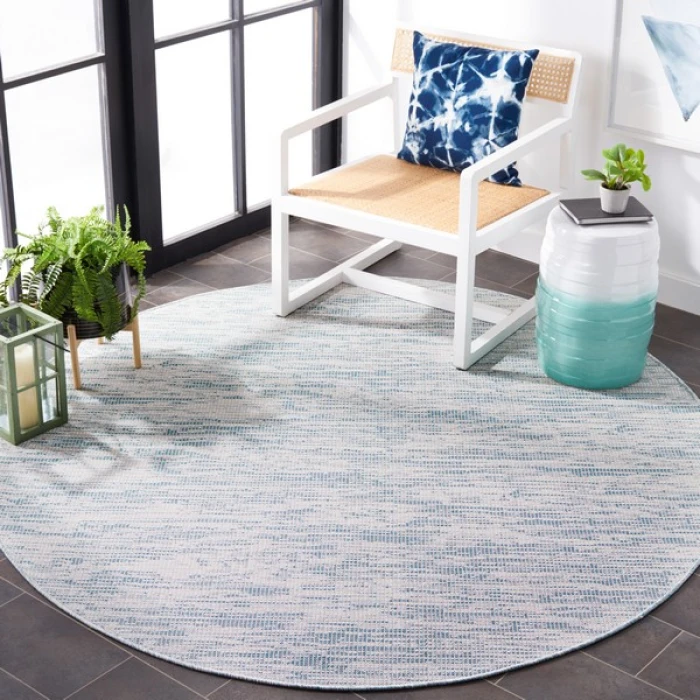 Safavieh Hampton Aqua HTN238 6 ft. 5 in. X 6 ft. 5 in. Round Rug